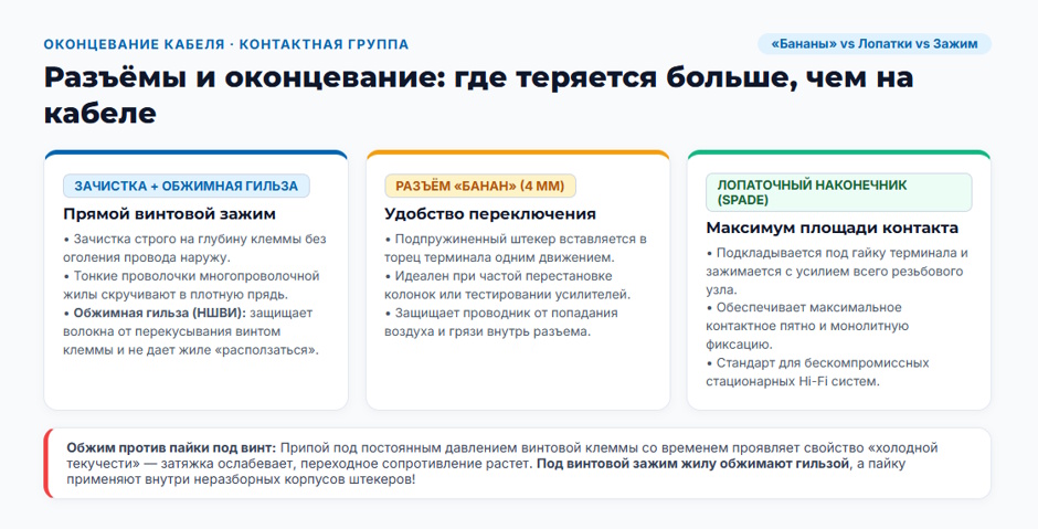Акустический кабель для колонок и усилителя: как выбрать сечение, материал и оконцевание Акустический кабель для колонок и усилителя: как выбрать сечение, материал и оконцевание