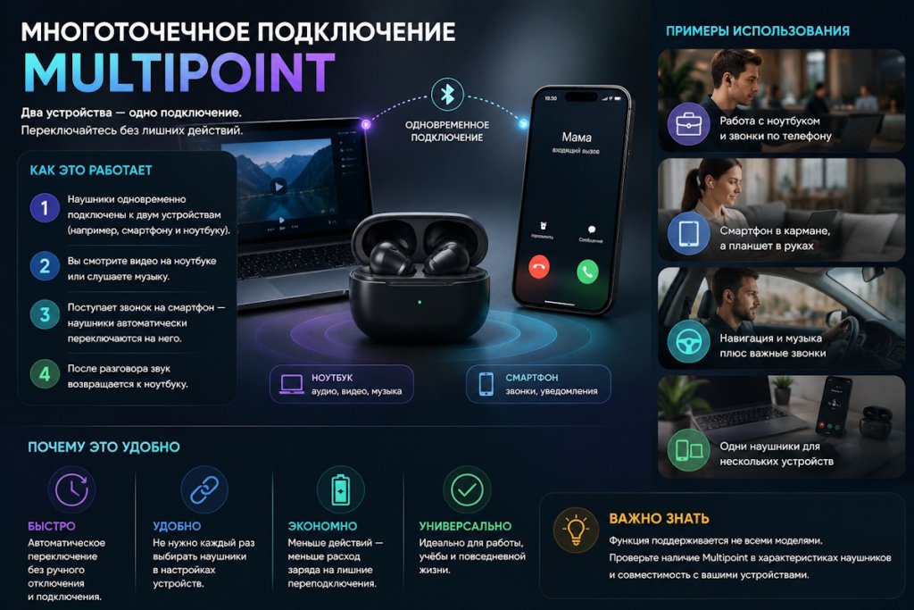 Что умеют современные TWS-наушники в 2026 году: ANC, прозрачность, пространственный звук и умные функции