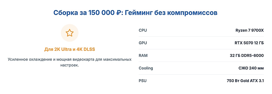 Сборка игрового ПК в 2026: две конфигурации за 100K и 150K с тестами в играх