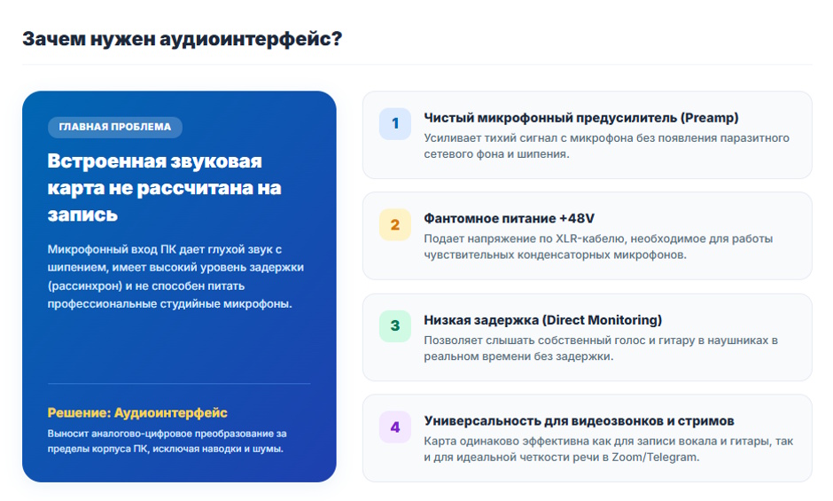 Аудиоинтерфейс: для чего нужен и как выбрать новичку Аудиоинтерфейс: для чего нужен и как выбрать новичку