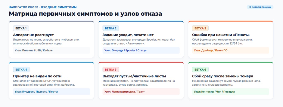 Принтер не печатает с компьютера: дерево диагностики для системного администратора Принтер не печатает с компьютера: дерево диагностики для системного администратора