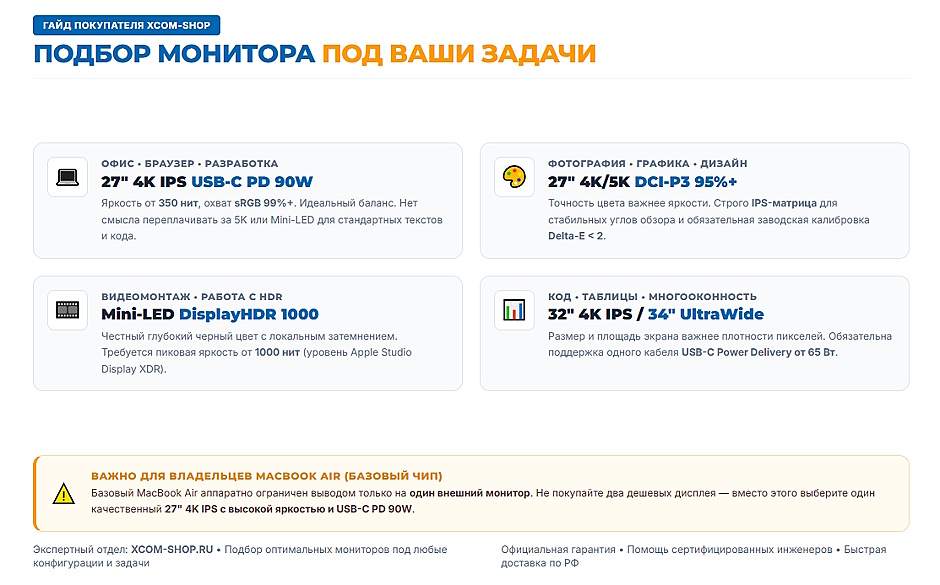 Как выбрать внешний монитор для MacBook в 2026 г: USB-C, мини-LED и HDR Как выбрать внешний монитор для MacBook в 2026 г: USB-C, мини-LED и HDR